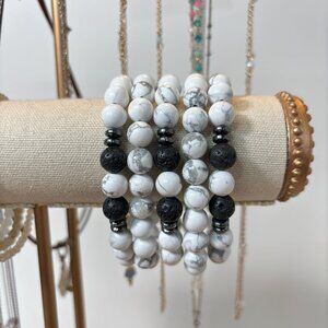 2 Pack Howlite Crystal Stretch Bracelet – Natural White Howlite Healing Bracelet
